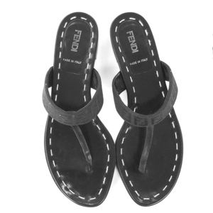 Fendi Black Thong Sandals